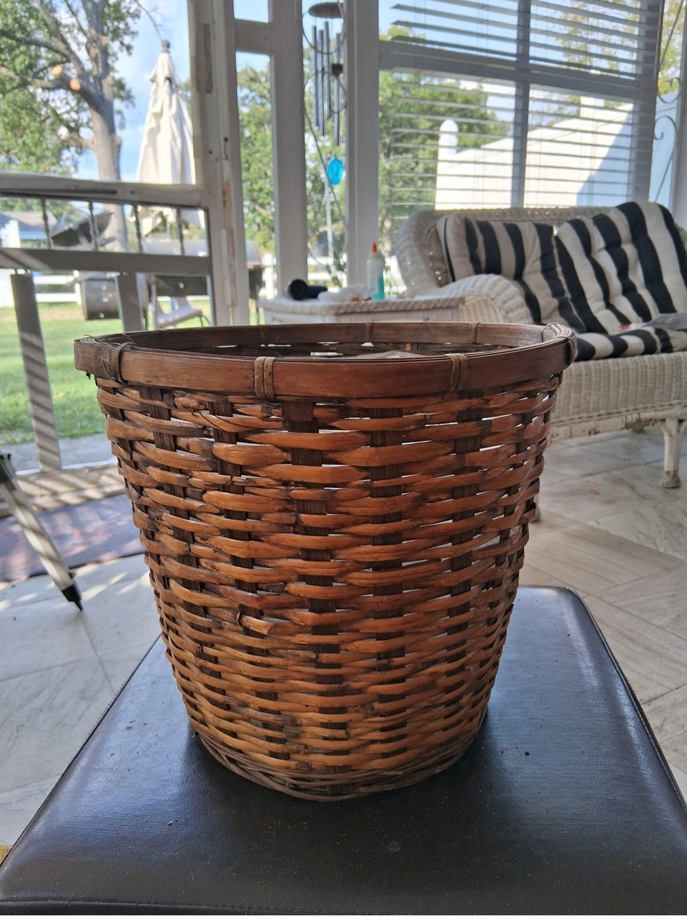 Woven Rattan Accent Basket - Brown
